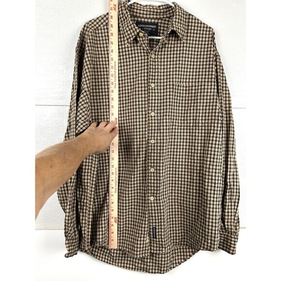 ABERCROMBIE & FITCH Mens Plaid Striped Cotton Long Sleeve Dress Shirt size L - Picture 5 of 16